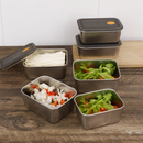 Kit com 16 Potes de Aço Inoxidável Linha Premium, com Tampas Antivazamento, Resistentes ao Freezer e a Altas Temperaturas