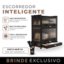 Escorredor de Pratos Inteligente de 3 Níveis em, Aço Inox + BRINDE Kit Utensílios de Cozinha